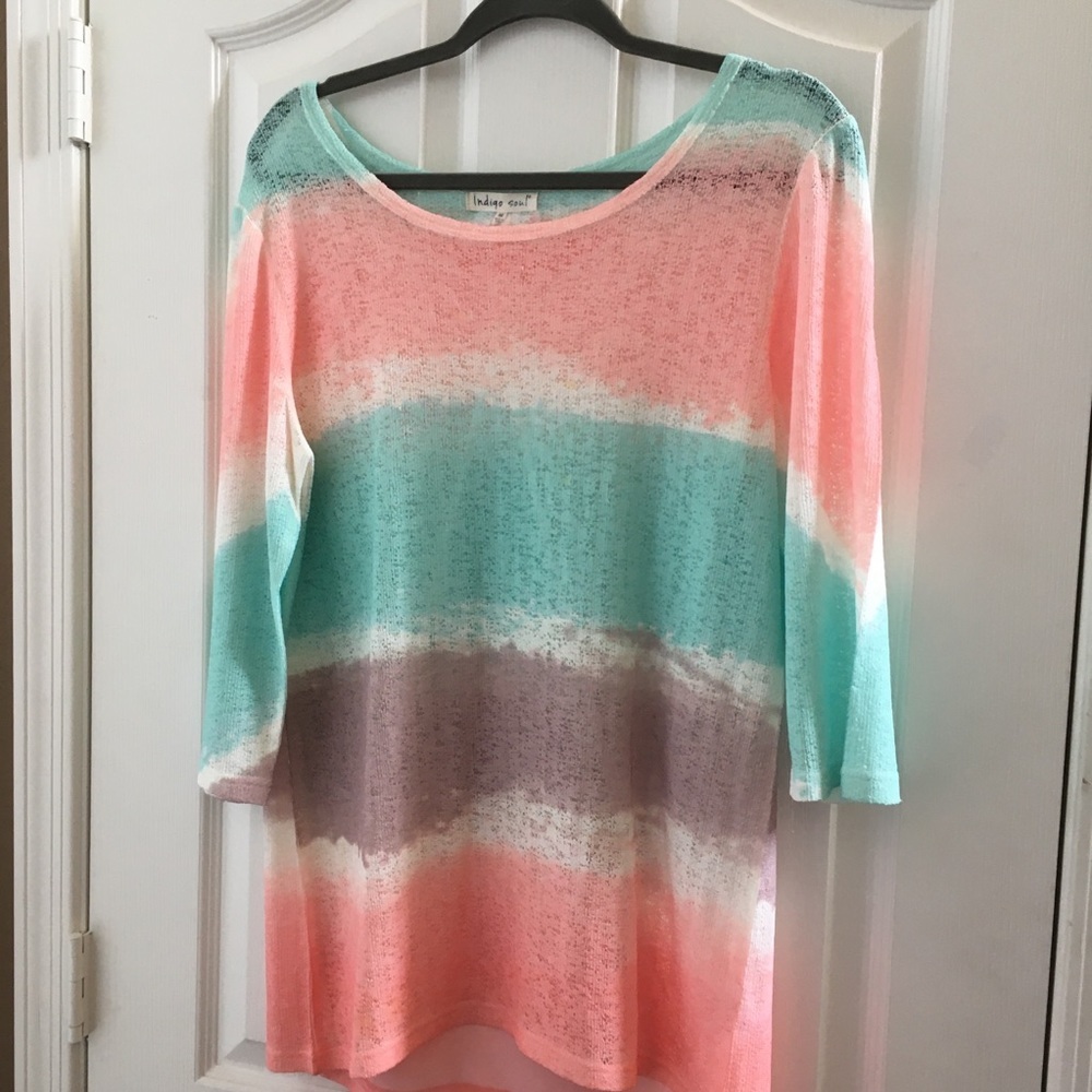 FINAL MARKDOWN Indigo Soul Multicolor Striped Top medium